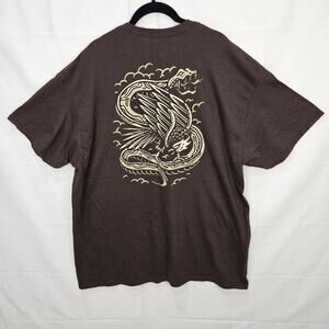 Threadless Snake Skull Graphic Short Sleeve Brown Shirt Size XL